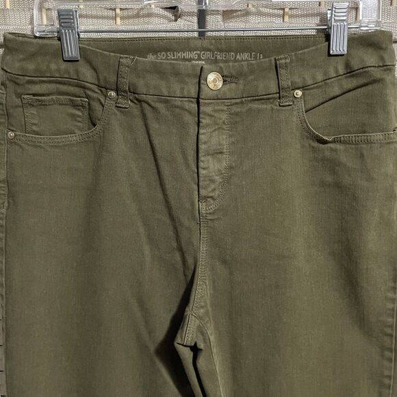 Chico’s SO SLIMMING GIRLFRIEND ANKLE Jeans Size 1 US 8 Dark Olive Green Pants - Picture 3 of 10